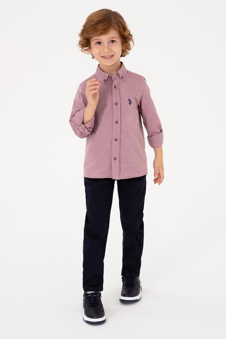 Erkek Çocuk Bordo Uzun Kollu Basic Gömlek