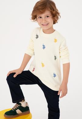 Erkek Çocuk Krem Bisiklet Yaka Sweatshirt - 50316501014