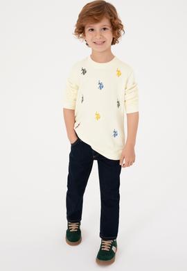 Erkek Çocuk Krem Bisiklet Yaka Sweatshirt - 50316501014