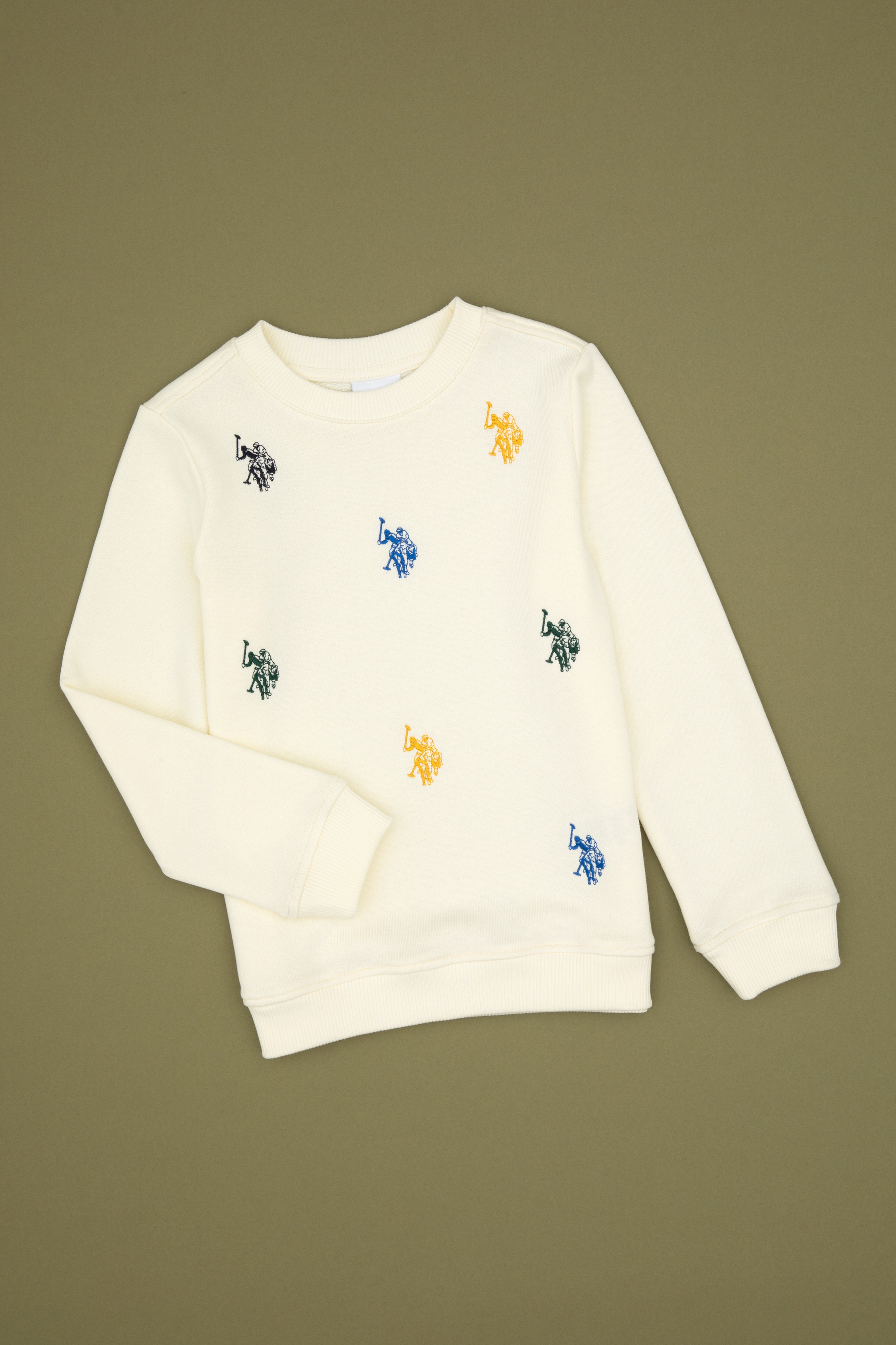 Erkek Çocuk Krem Bisiklet Yaka Sweatshirt