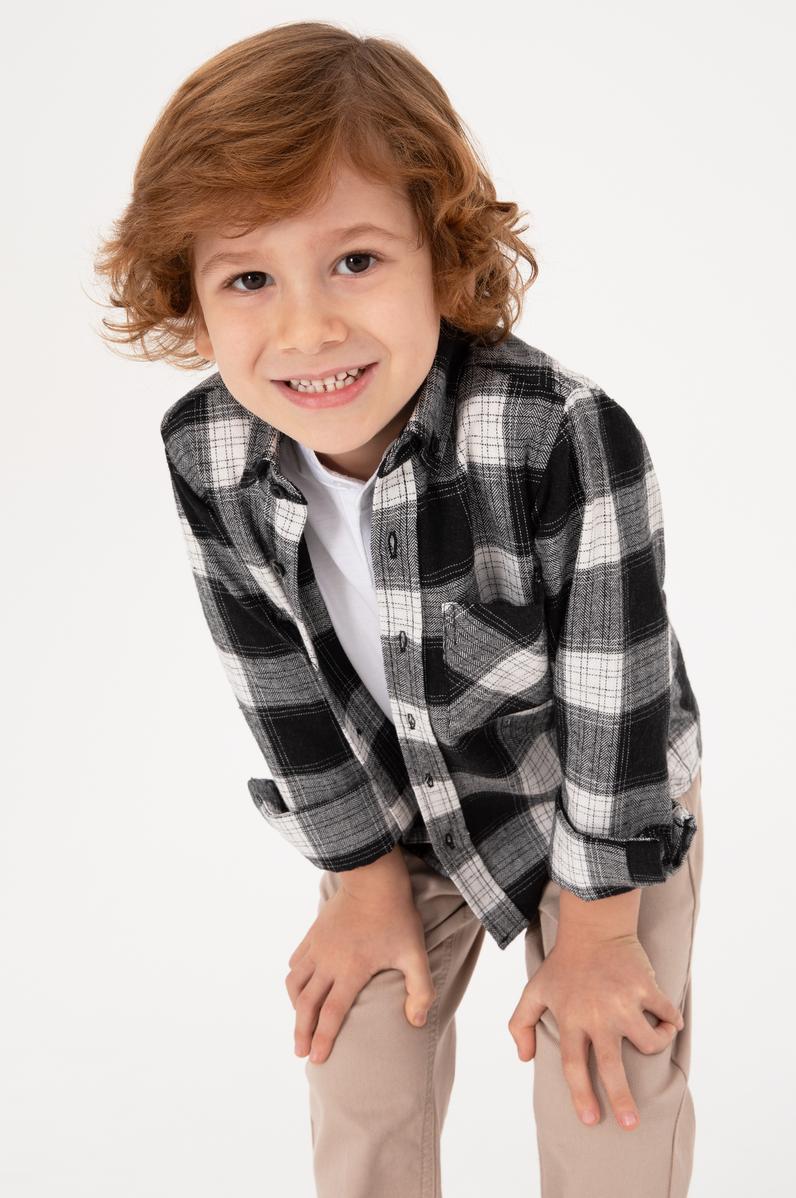 Erkek Çocuk Siyah Uzun Kollu Gömlek