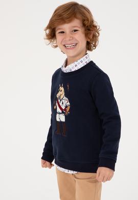 Erkek Çocuk Lacivert Bisiklet Yaka Sweatshirt - 50316472001