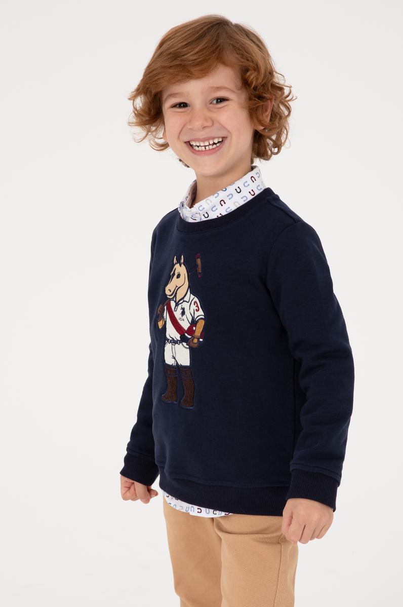 Erkek Çocuk Lacivert Bisiklet Yaka Sweatshirt