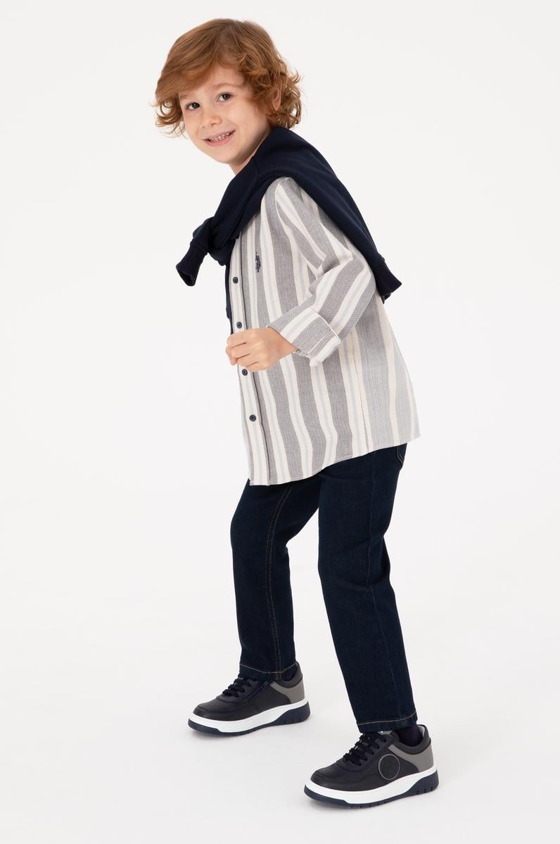 Erkek Çocuk Saks Uzun Kollu Gömlek
