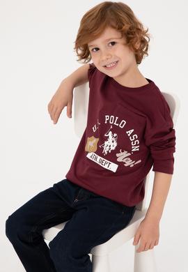 Erkek Çocuk Bordo Bisiklet Yaka Süprem Sweatshirt - 50316489045