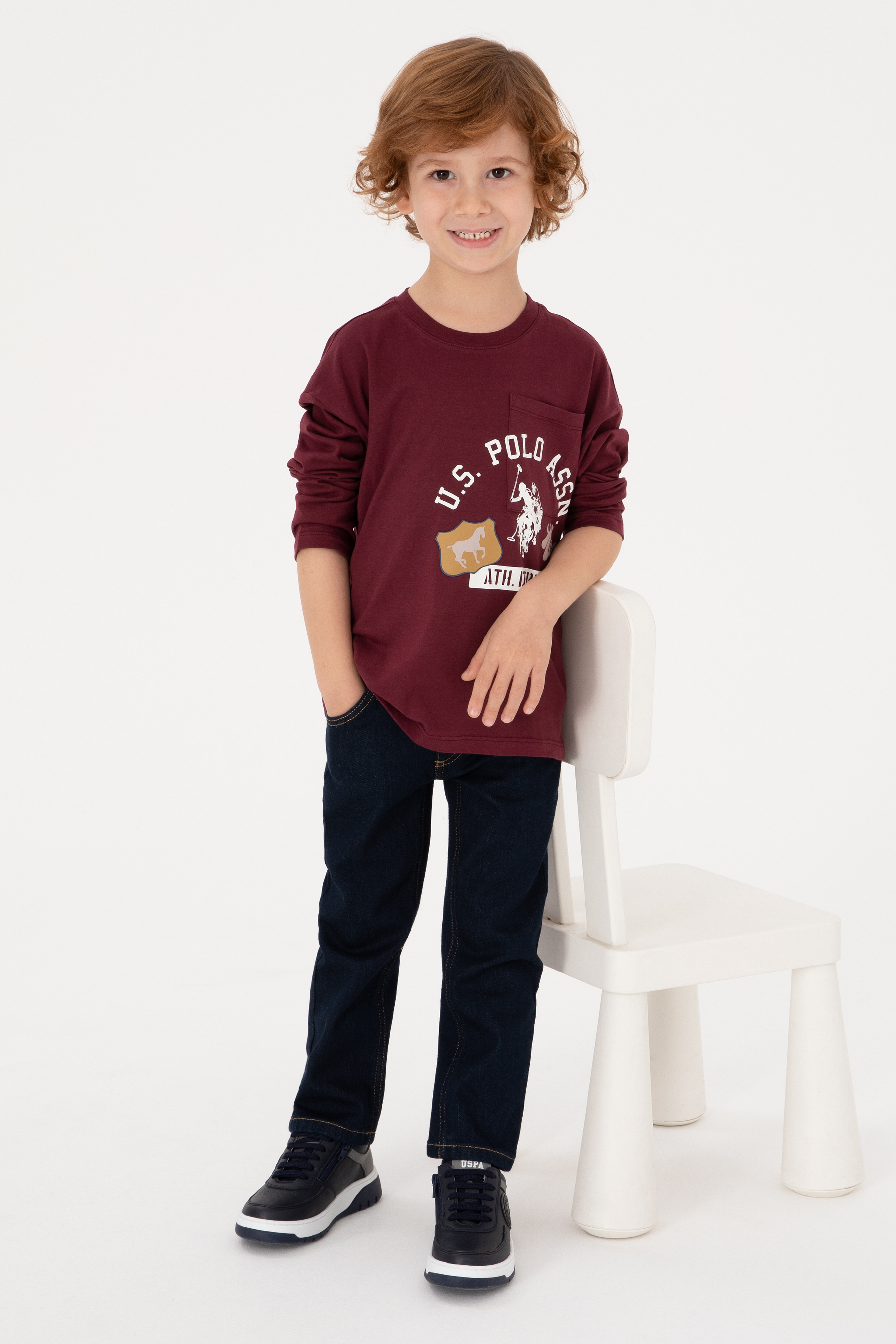 Erkek Çocuk Bordo Bisiklet Yaka Süprem Sweatshirt