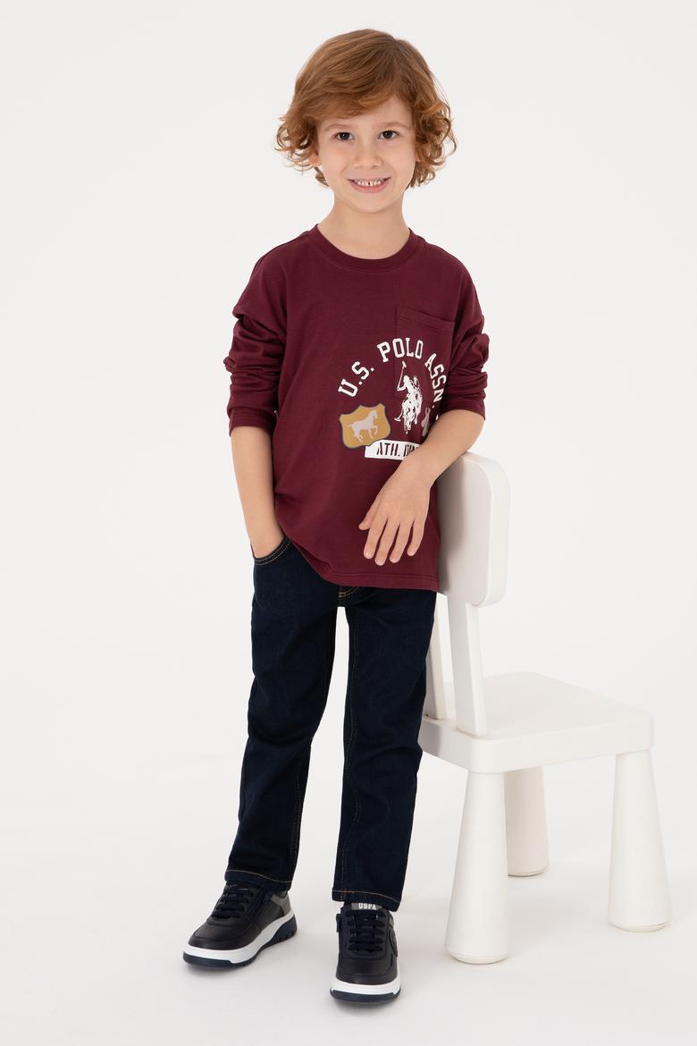 Erkek Çocuk Bordo Bisiklet Yaka Süprem Sweatshirt - 50316489045