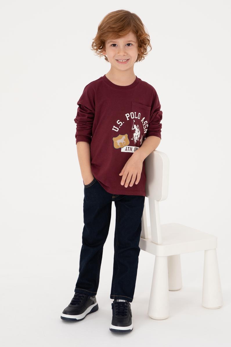 Erkek Çocuk Bordo Bisiklet Yaka Süprem Sweatshirt