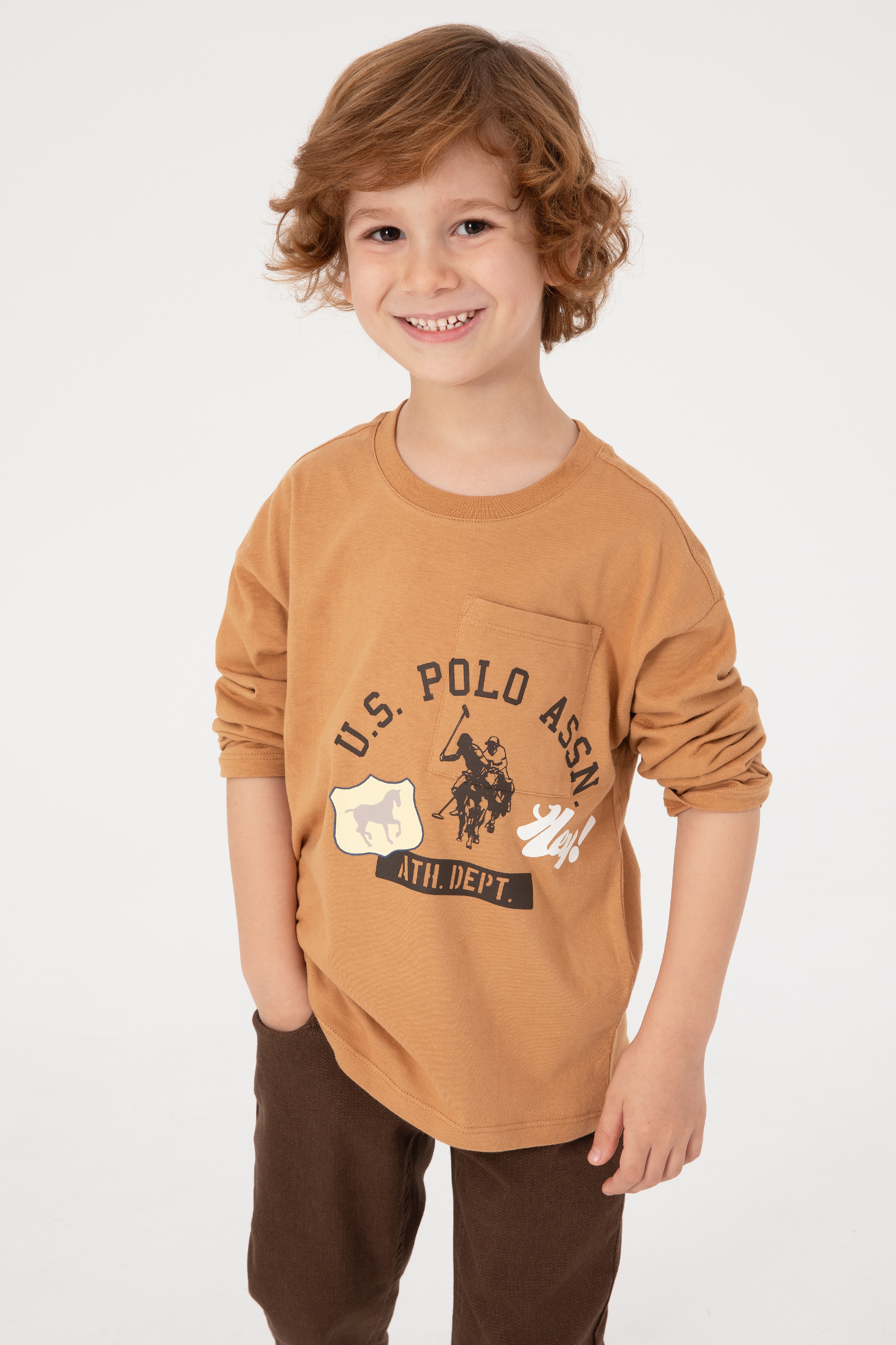 Erkek Çocuk Camel Bisiklet Yaka Süprem Sweatshirt