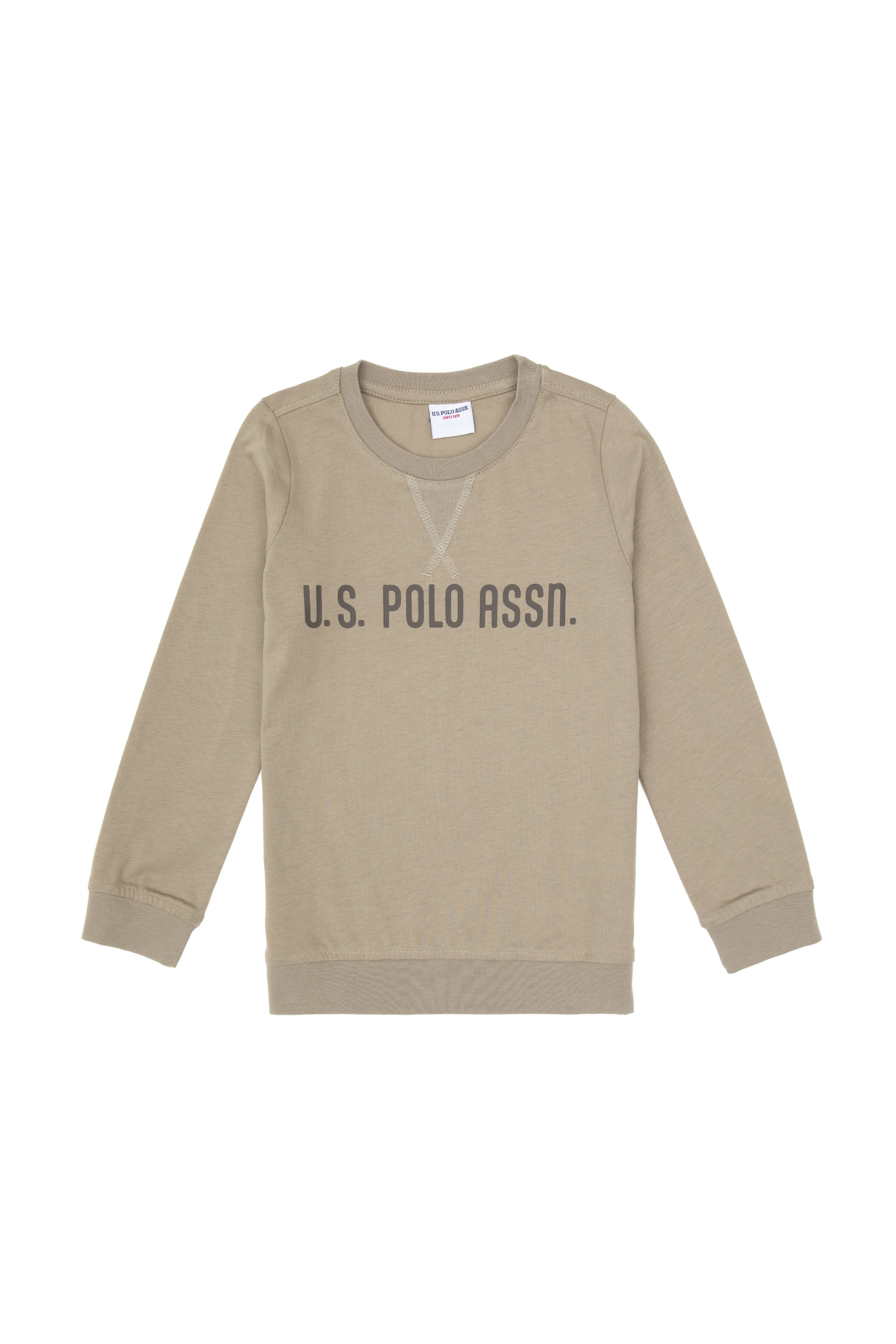 Erkek Çocuk Açık Haki Bisiklet Yaka Sweatshirt