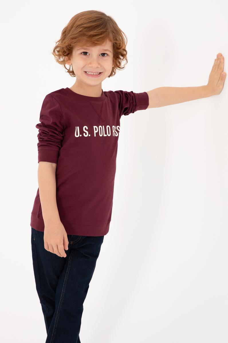 Erkek Çocuk Bordo Bisiklet Yaka Sweatshirt