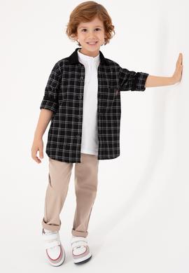 Erkek Çocuk Gri Uzun Kollu Gömlek - 50316674022