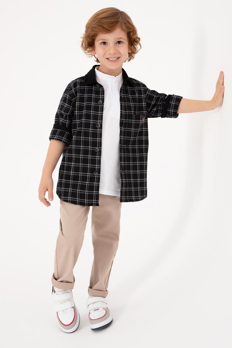 Erkek Çocuk Gri Uzun Kollu Gömlek