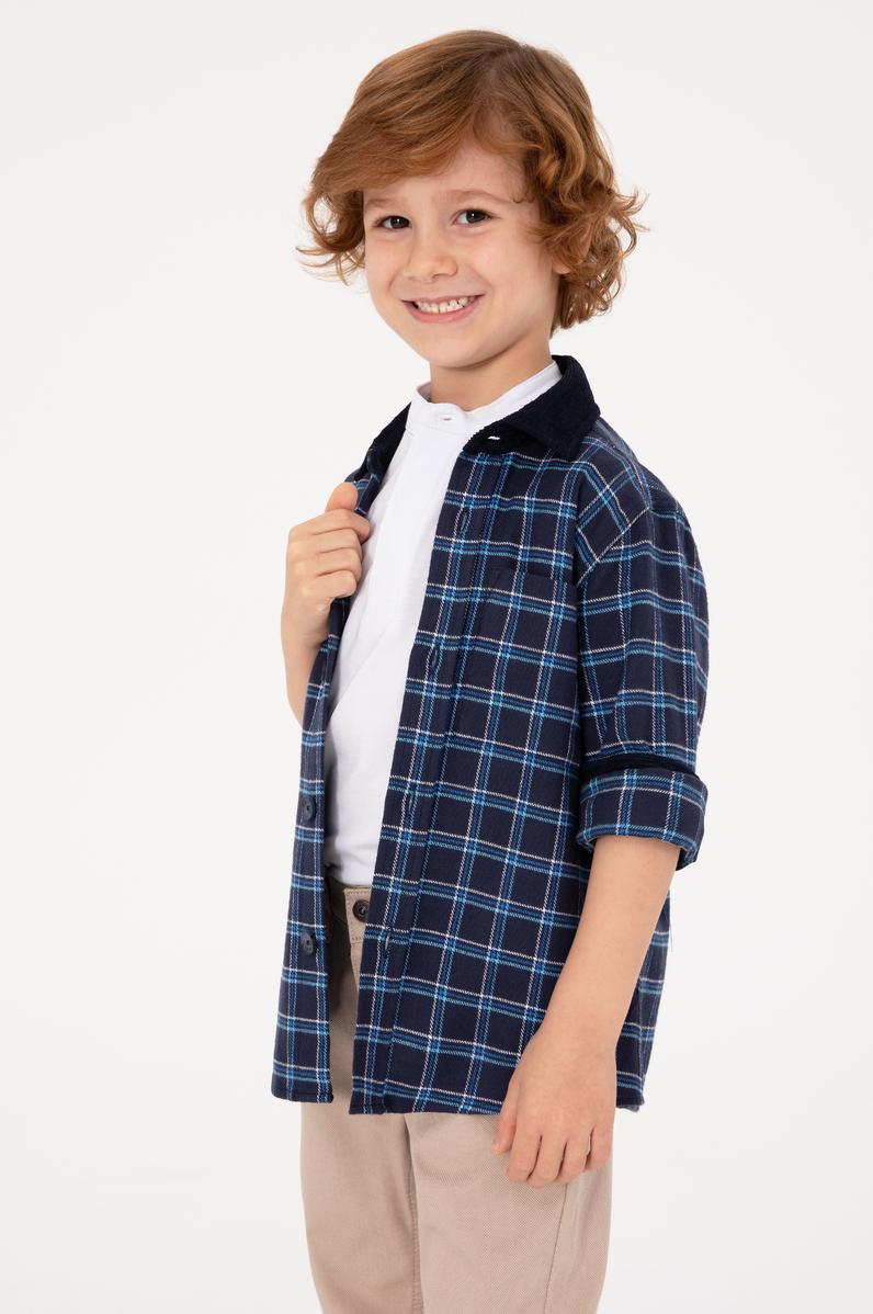 Erkek Çocuk İndigo Uzun Kollu Gömlek