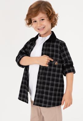 Erkek Çocuk Gri Uzun Kollu Gömlek - 50316674022