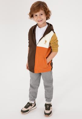 Erkek Çocuk Kahverengi Fermuarlı Kapüşonlu Sweatshirt - 50316427022