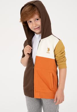 Erkek Çocuk Kahverengi Fermuarlı Kapüşonlu Sweatshirt - 50316427022