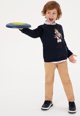 Erkek Çocuk Lacivert Bisiklet Yaka Sweatshirt - 50316472001