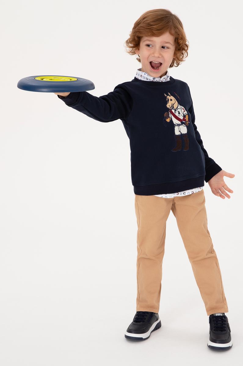 Erkek Çocuk Lacivert Bisiklet Yaka Sweatshirt