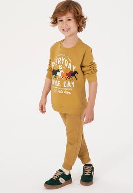 Erkek Çocuk Hardal Şardonlu Bisiklet Yaka Sweatshirt - 50316406023