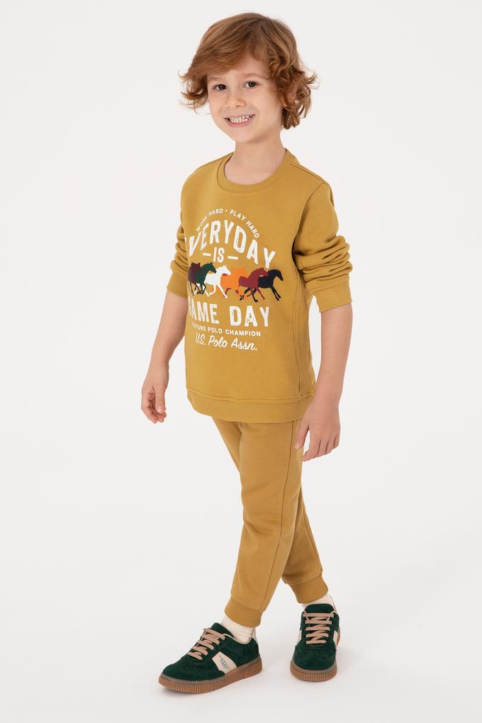 Erkek Çocuk Hardal Şardonlu Bisiklet Yaka Sweatshirt