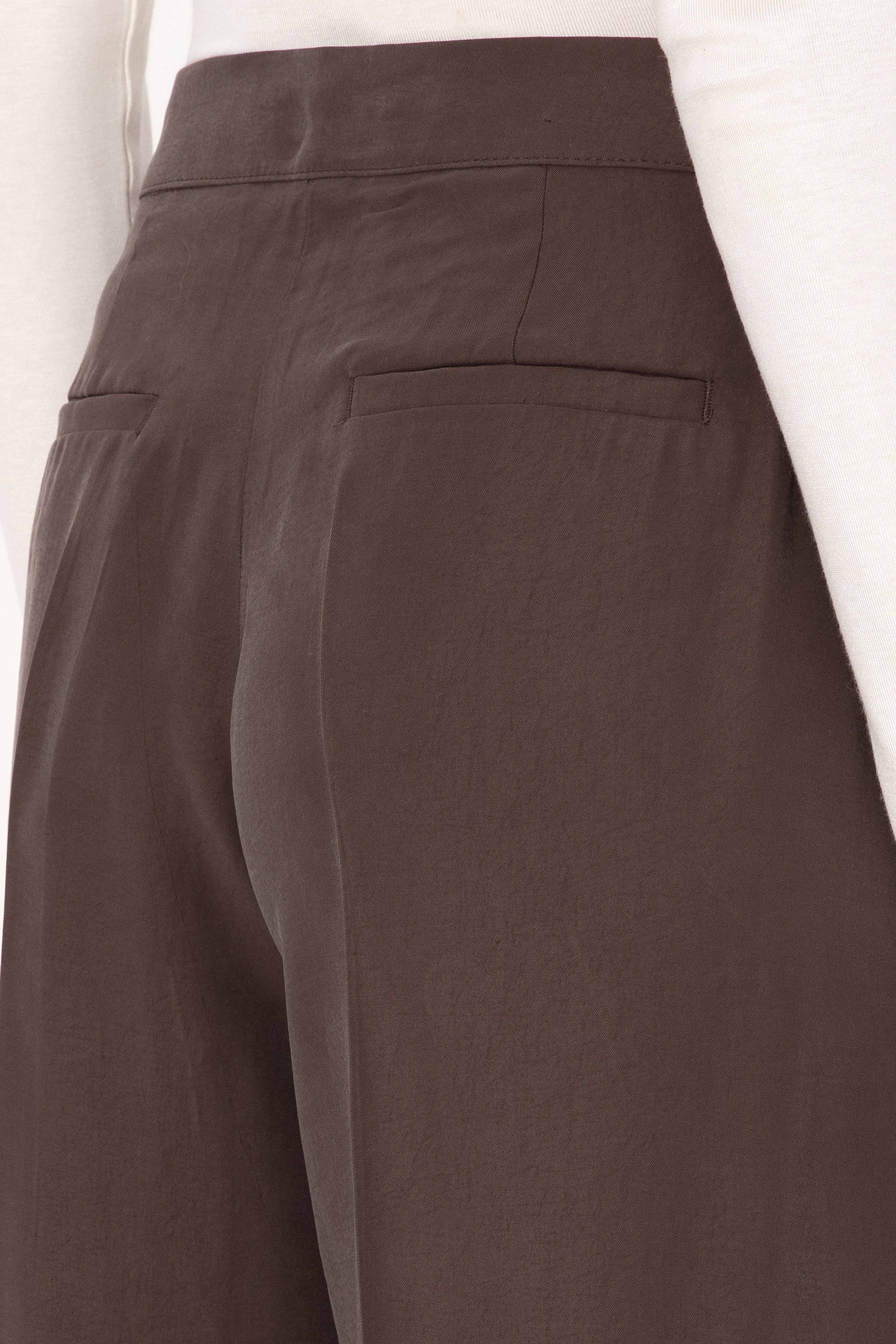Kadın Koyu Kahverengi Kanvas Pantolon - Image 6