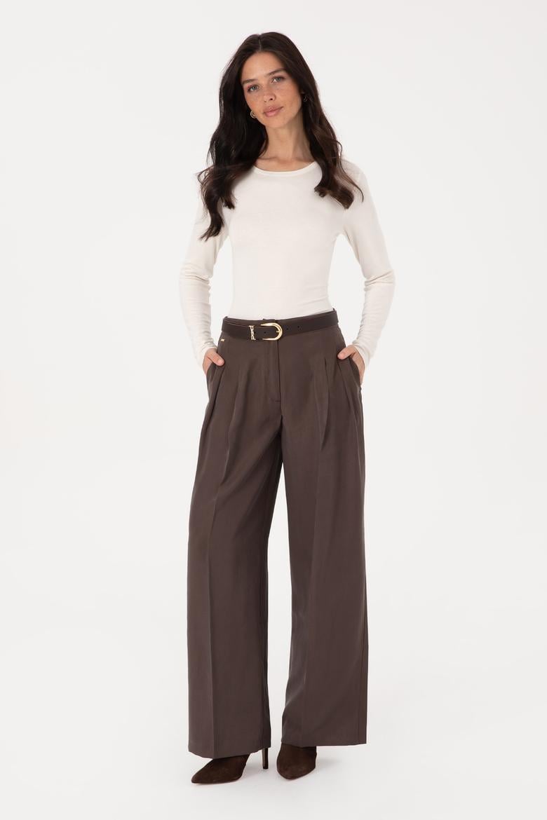 Kadın Koyu Kahverengi Kanvas Pantolon