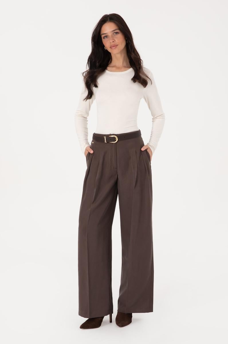 Kadın Koyu Kahverengi Kanvas Pantolon
