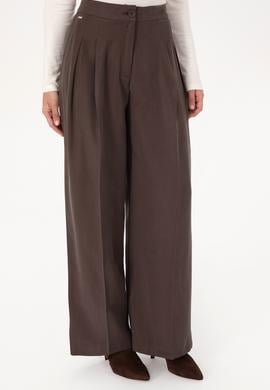 Kadın Koyu Kahverengi Kanvas Pantolon - 50309255038