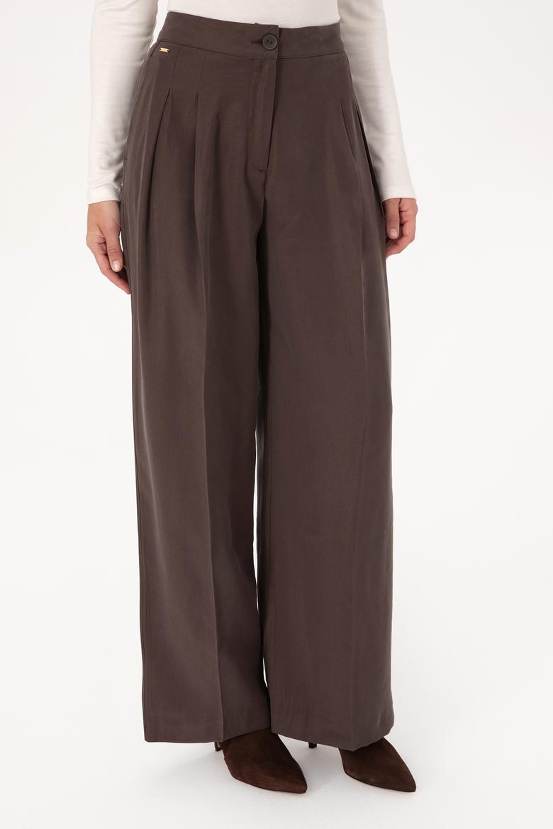 Kadın Koyu Kahverengi Kanvas Pantolon - 50309255038