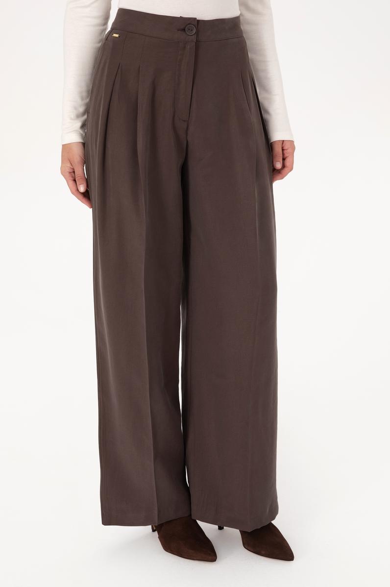 Kadın Koyu Kahverengi Kanvas Pantolon