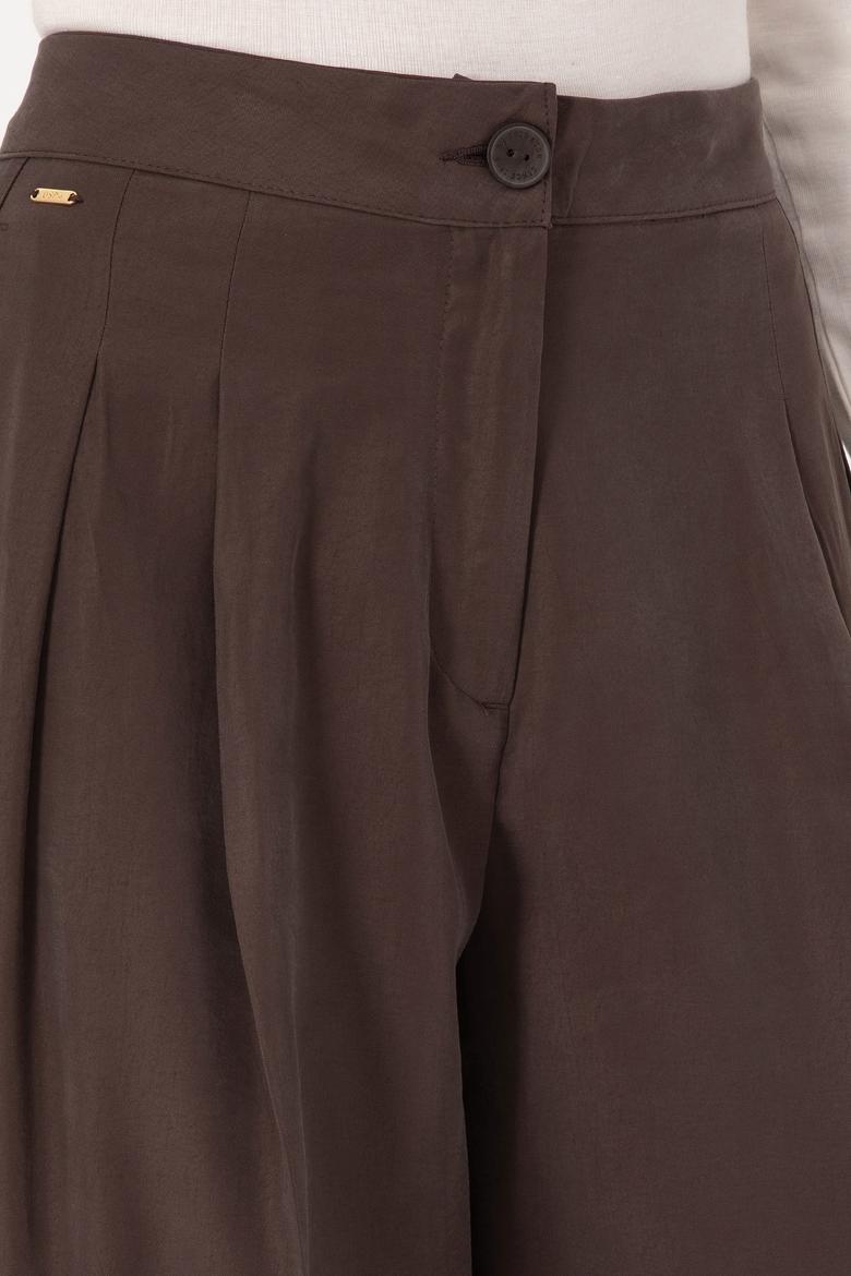 Kadın Koyu Kahverengi Kanvas Pantolon - 50309255038