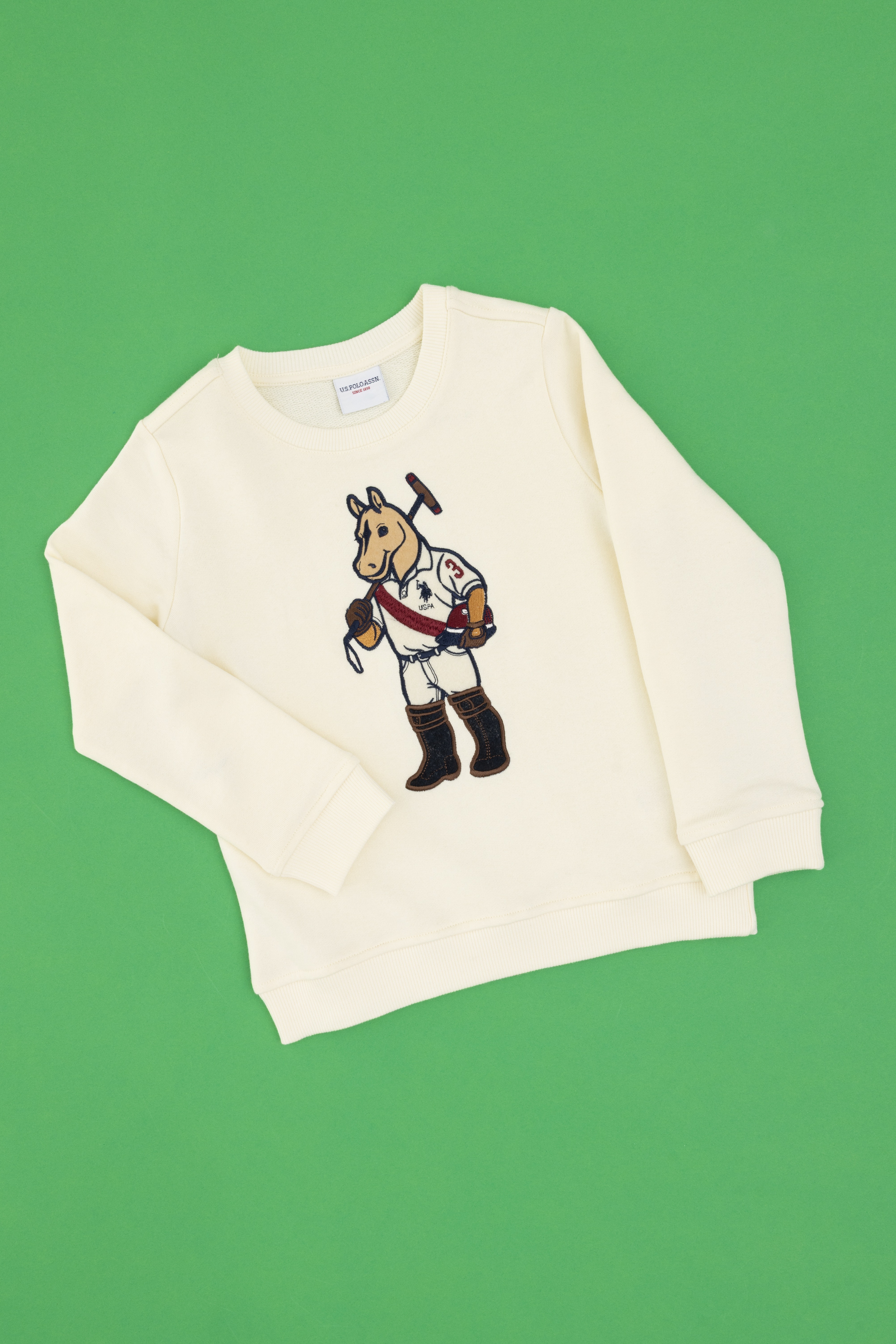 Erkek Çocuk Krem Bisiklet Yaka Sweatshirt - Image 1