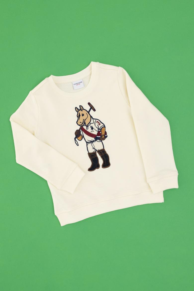 Erkek Çocuk Krem Bisiklet Yaka Sweatshirt