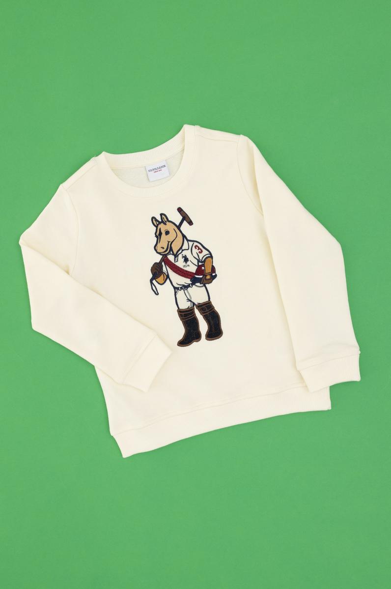 Erkek Çocuk Krem Bisiklet Yaka Sweatshirt