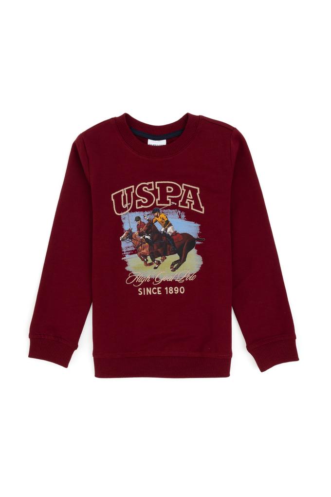 Erkek Çocuk Bordo Bisiklet Yaka İnce Bisiklet Yaka Sweatshirt