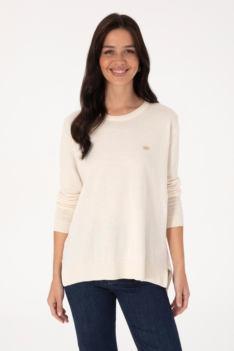 Kadın Krem Basic Kazak - 50307735066