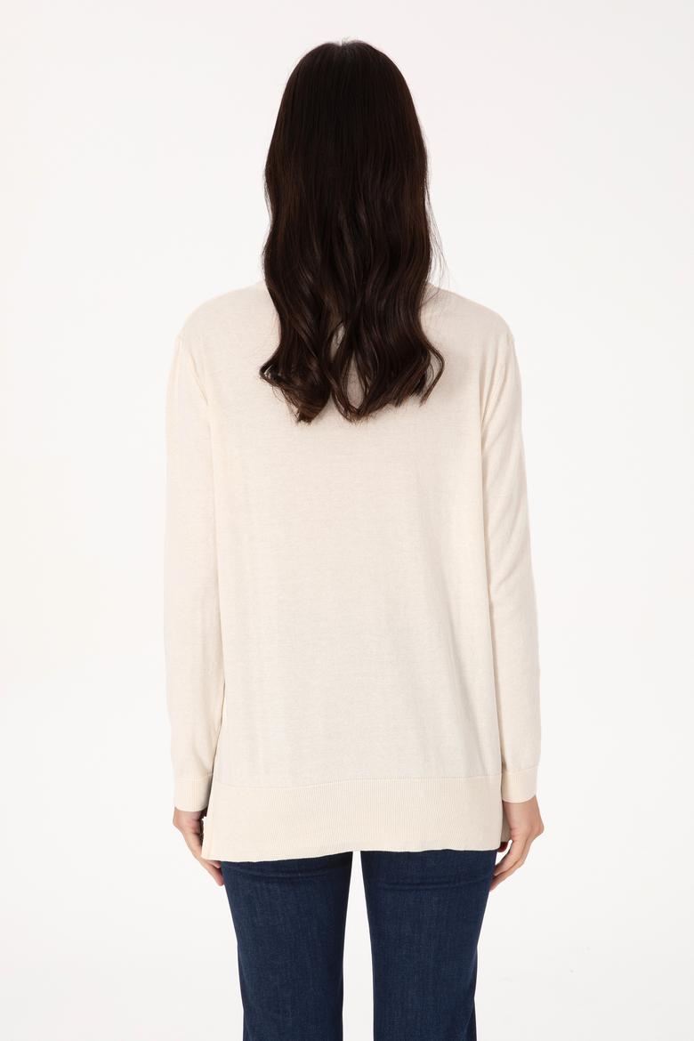 Kadın Krem Basic Kazak - 50307735066