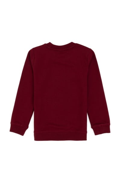 Erkek Çocuk Bordo Bisiklet Yaka İnce Bisiklet Yaka Sweatshirt