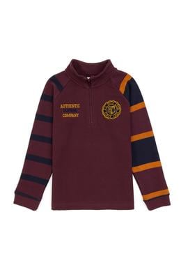 Erkek Çocuk Bordo Yarım Fermuarlı Sweatshirt - 50308557012