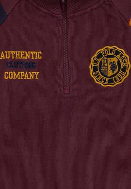 Erkek Çocuk Bordo Yarım Fermuarlı Sweatshirt - 50308557012