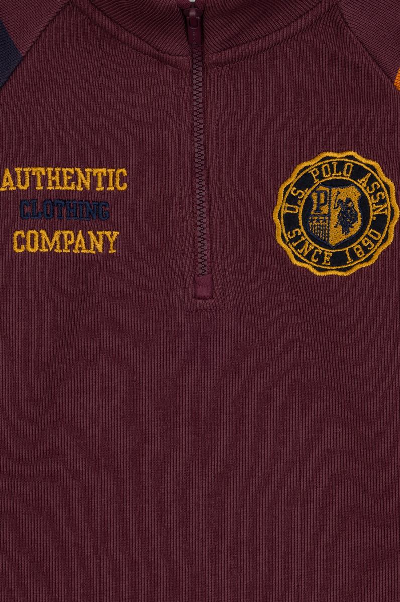 Erkek Çocuk Bordo Yarım Fermuarlı Sweatshirt