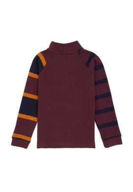 Erkek Çocuk Bordo Yarım Fermuarlı Sweatshirt - 50308557012