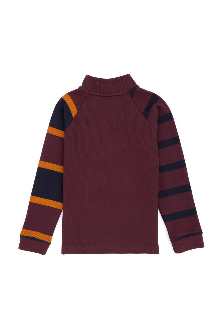 Erkek Çocuk Bordo Yarım Fermuarlı Sweatshirt - 50308557012