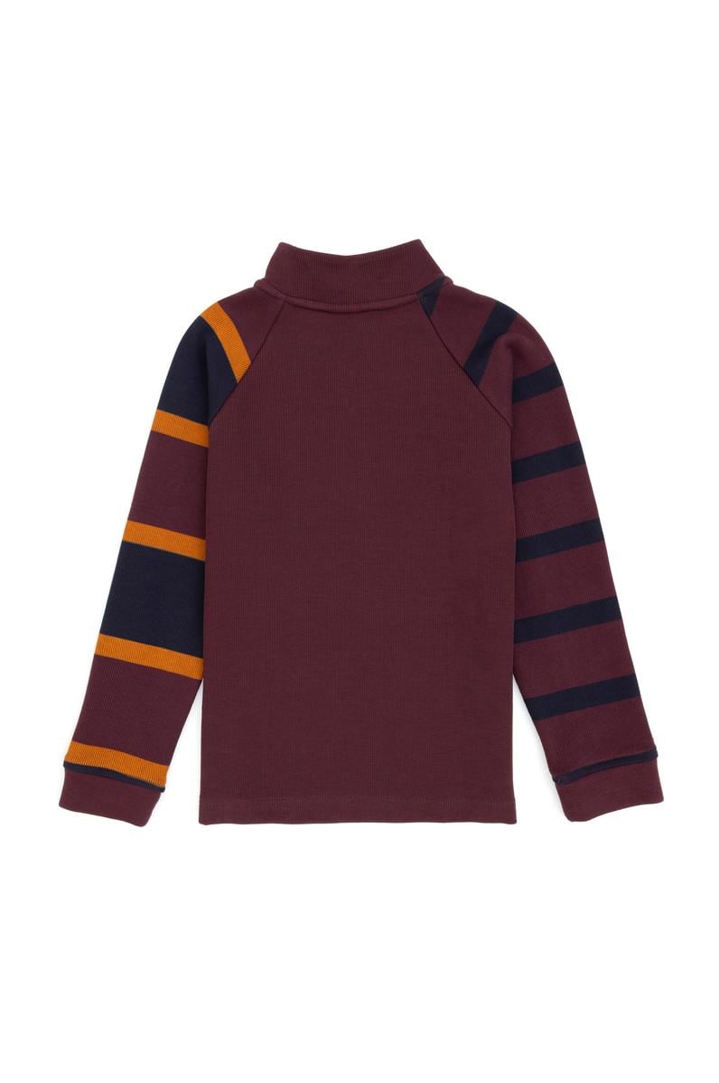 Erkek Çocuk Bordo Yarım Fermuarlı Sweatshirt