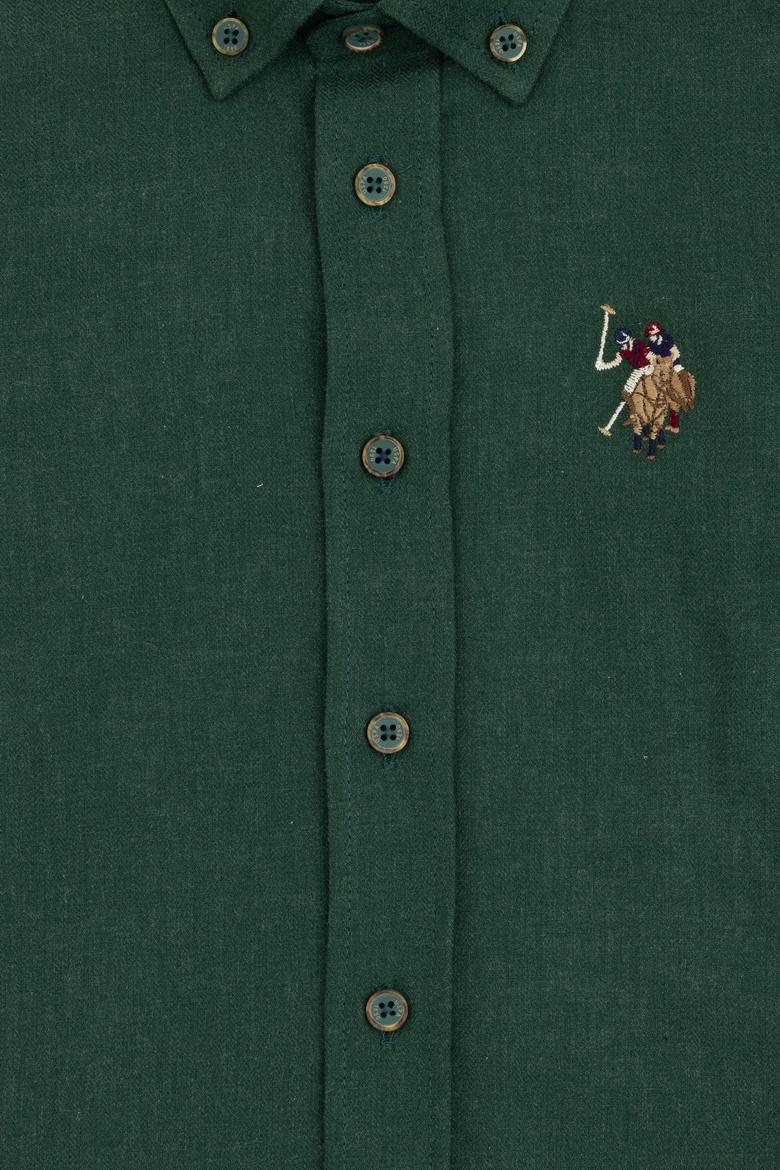 Erkek Çocuk Koyu Yeşil Uzun Kollu Basic Gömlek - 50307690059
