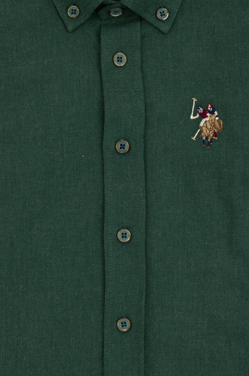 Erkek Çocuk Koyu Yeşil Uzun Kollu Basic Gömlek