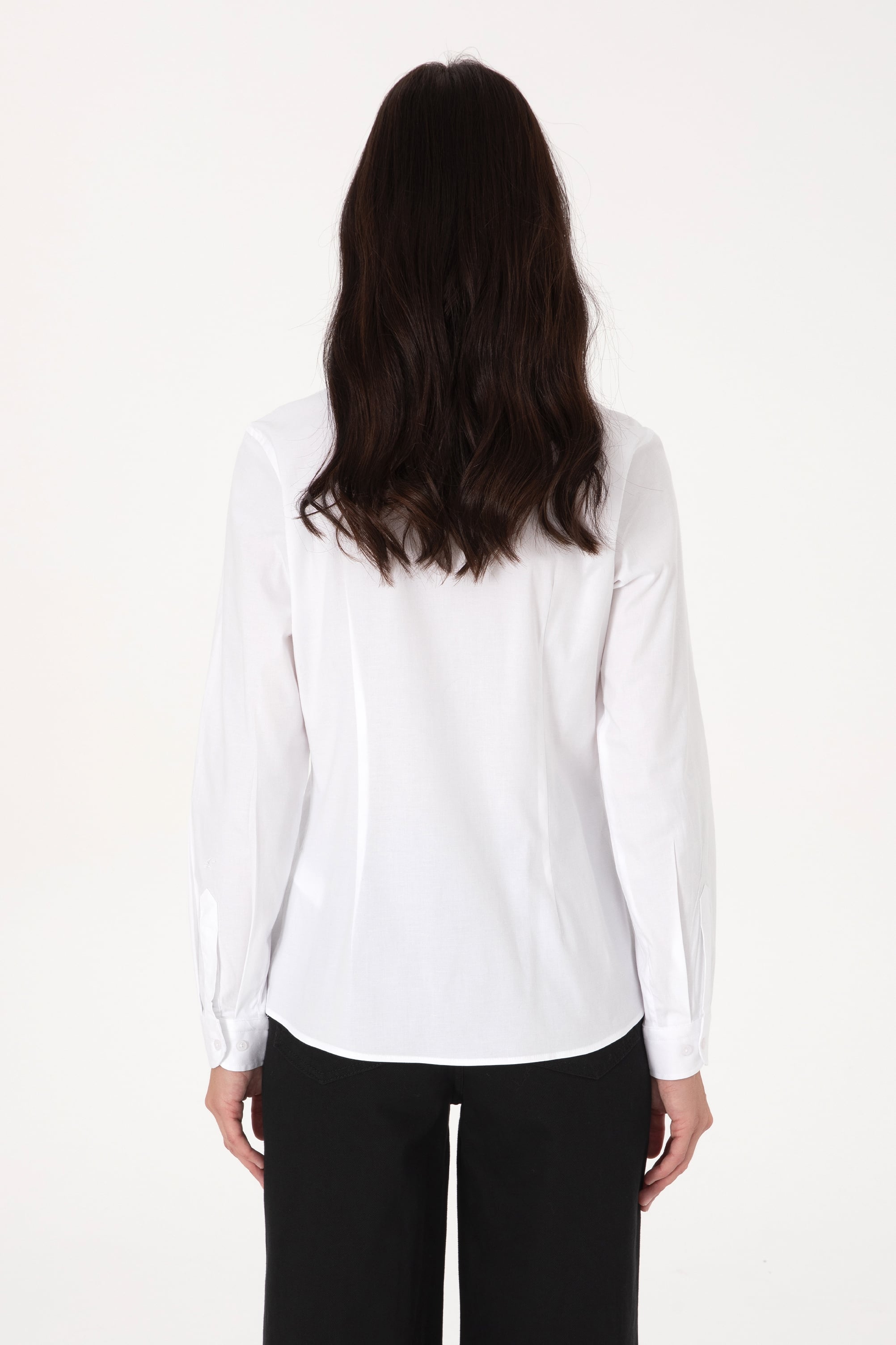 Kadın Beyaz Uzun Kollu Basic Gömlek - 50307989010