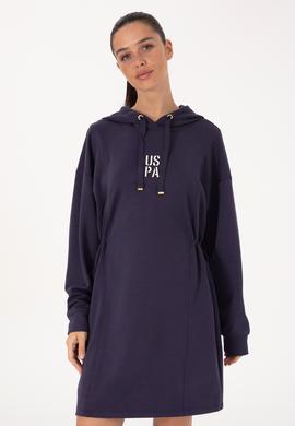 Kadın Mürdüm Modal Karışımlı Mini Boy Kapüşonlu Sweatshirt Elbise - 50314196016