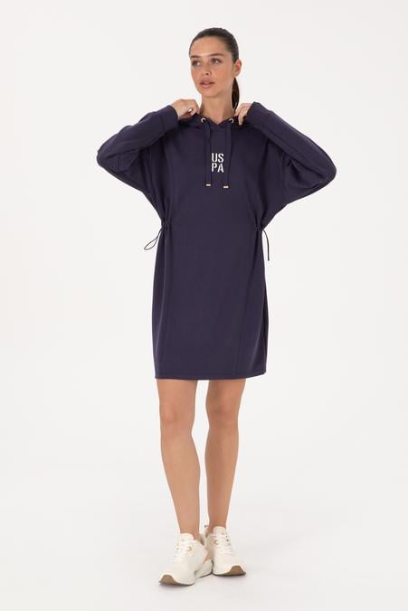 Kadın Mürdüm Modal Karışımlı Mini Boy Kapüşonlu Sweatshirt Elbise